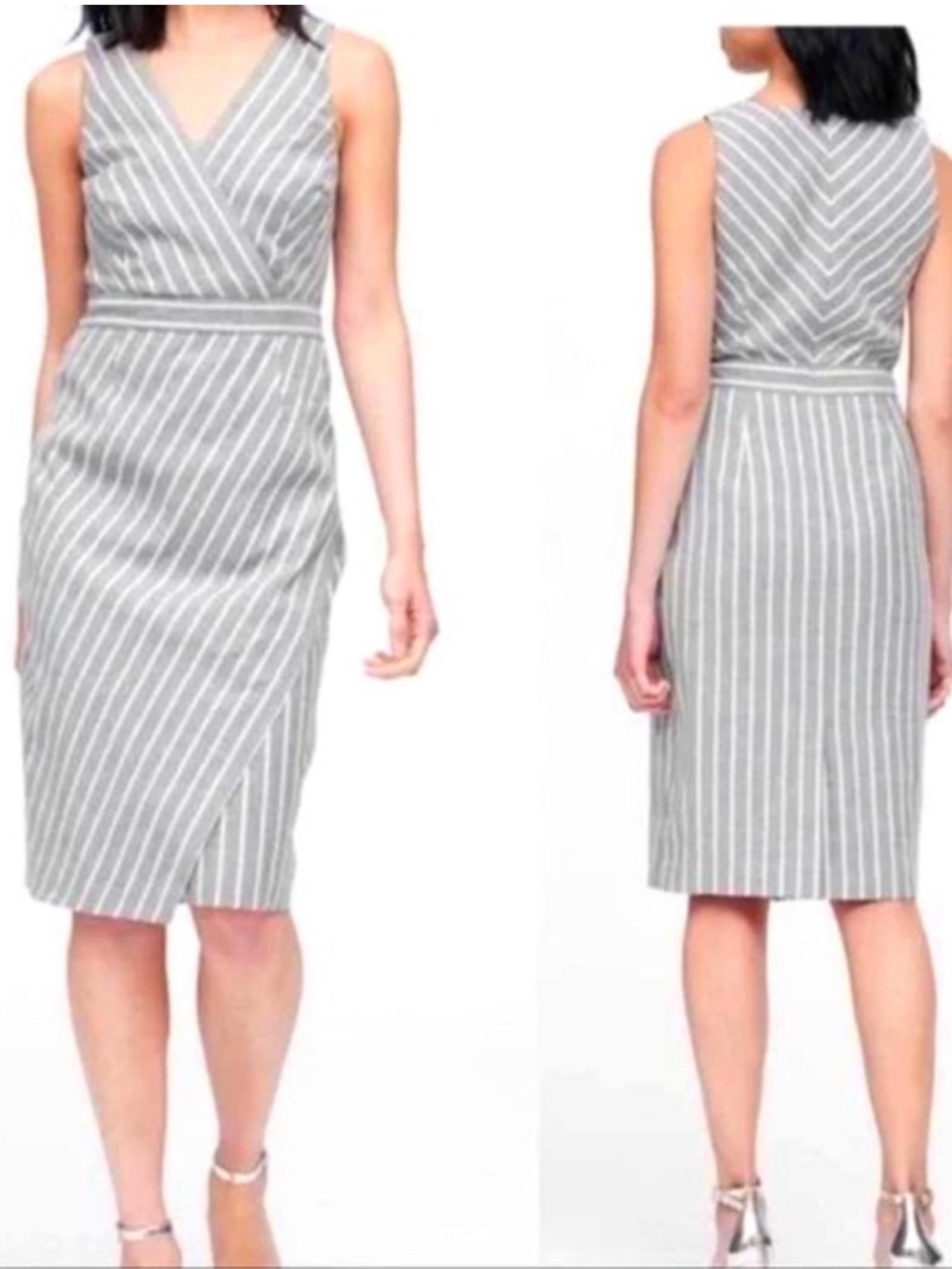 Banana Republic Linen Blend Wrap Pencil Dress
